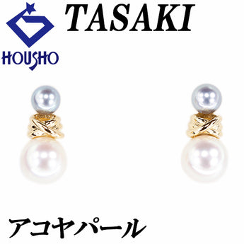 タサキ 田崎真珠 アコヤ真珠 ピアス K18イエローゴールド TASAKI【中古】【901316】