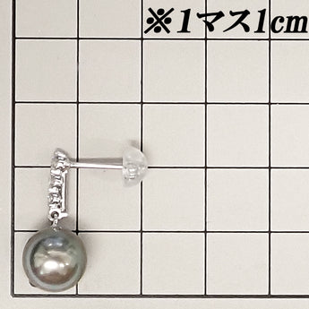 黒蝶真珠(南洋真珠) ピアス ダイヤモンド K18ホワイトゴールド 揺れる【中古】【901317】