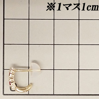 ルビー ピアス ダイヤモンド K18イエローゴールド ダブルライン 華奢【中古】【901318】