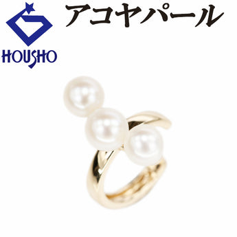 Akoya pearl earrings, K10 yellow gold ear cuff, baby pearl [Used] [901323]