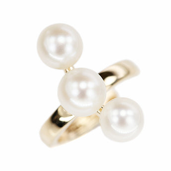 Akoya pearl earrings, K10 yellow gold ear cuff, baby pearl [Used] [901323]