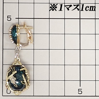 ダイヤモンド ピアス K18イエローゴールド K18ホワイトゴールド インペリアルイースターエッグ 花 フラワー 植物 ボタニカル エナメル 七宝【中古】【901324】