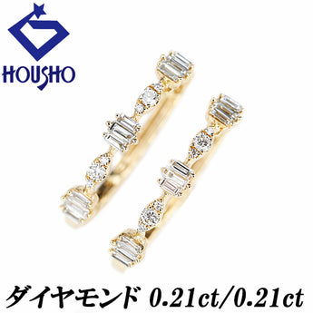 ダイヤモンド ピアス  K18イエローゴールド フープ バケットカット 変形カット ファンシーカット【中古】【901329】