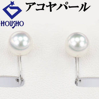アコヤ真珠 イヤリング K14ホワイトゴールド 一粒パール 【新古品】【901340】