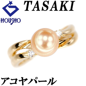TASAKI Akoya Pearl Ring Diamond K18 Yellow Gold TASAKI Double Line Wave [Used] [901351]