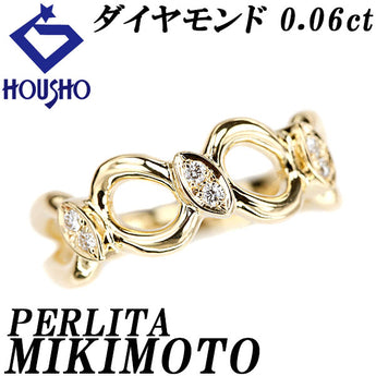 MIKIMOTO Pearlita MIKIMOTO Diamond Ring K18 Yellow Gold MIKIMOTO Openwork [Used] [901365]