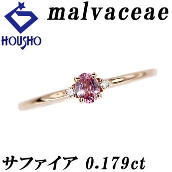 Malvaceae Padparadscha Sapphire Ring Diamond K18 Yellow Gold Thin and Delicate [Used] [901370]