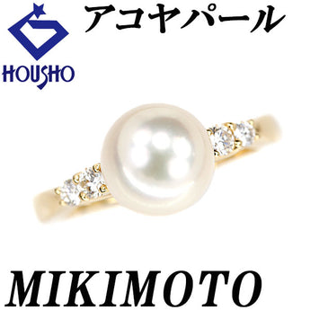 MIKIMOTO Akoya pearl ring, diamond, K18 yellow gold [Used] [901372]