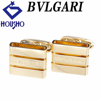 ブルガリ カフス K18イエローゴールド BVLGARI メンズ ユニセックス スクエア ストライプ ロゴ 地金のみ 石なし【中古】【901375】