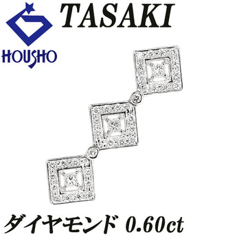 Tasaki Tasaki Pearl Diamond Pendant Top K18 White Gold TASAKI 3-row 2-way Princess Cut Deformed Cut Fancy Cut Square [Used] [901378]