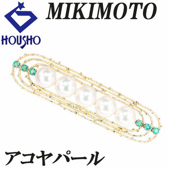 MIKIMOTO Akoya pearl and other accessories, emerald, K18 yellow gold, MIKIMOTO obi clasp, matte finish, openwork [used] [901380]