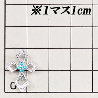 パライバトルマリン ペンダントトップ  ダイヤモンド Pt900 クロス 十字 透かし ミル打ち ミルグレイン【中古】【901383】
