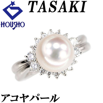 TASAKI Akoya Pearl Ring Diamond Pt900 TASAKI Wave [Used] [901393]