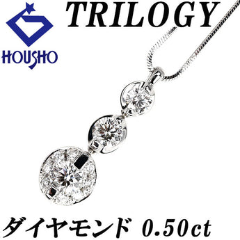 Trilogy Diamond Necklace Diamond Pt900 Pt850 3-Row Fancy Cut Deformed Cut [Used] [901399]