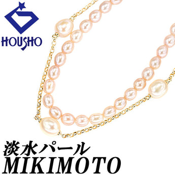 MIKIMOTO Freshwater Pearl Necklace K18 Yellow Gold MIKIMOTO Multiway Station 2-Row [Used] [901403]