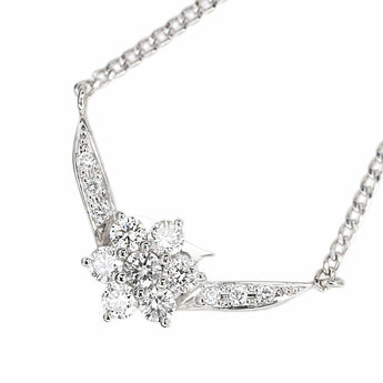 アコヤ真珠 ネックレス ダイヤモンド Pt900 Pt850 マルチway 花 フラワー 植物 ボタニカル【中古】【901405】