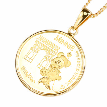 ディズニー ネックレス K24インゴット K24イエローゴールド Disney ミッキー ミニー パリ キャラクター コイン 1/10oz 1/10オンス 純金 金貨 メダル ロング【中古】【901406】