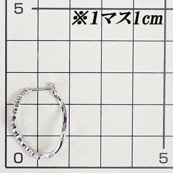 ダイヤモンド ピアス  K18ホワイトゴールド フープ ウェーブ【中古】【901425】