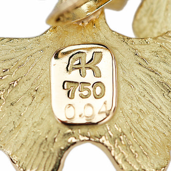 AK Collection Diamond Earrings K18 Yellow Gold AK Collection Flower Plant Botanical Pear Texture Matte [Used] [901431]