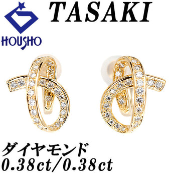 TASAKI Tasaki Pearl Diamond Earrings K18 Yellow Gold TASAKI Ribbon Openwork [Used] [901437]