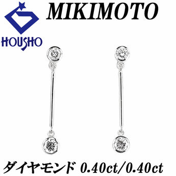 MIKIMOTO Diamond Earrings, K14 White Gold, Dangling [Used] [901439]