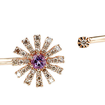 ダミアーニ アメジスト マルゲリータ バングル ブラウンダイヤモンド K18ピンクゴールド Damiani 花 フラワー 植物 ボタニカル デイジー【中古】【901441】