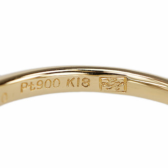 Diamond Ring K18 Yellow Gold Pt900 Flower Plant Botanical Combination [Used] [901463]