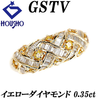 ジーエスティービー イエローダイヤモンド リング  ダイヤモンド K18イエローゴールド GSTV テーパーカット 変形カット ファンシーカット【中古】【901467】