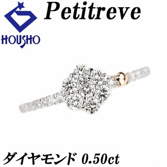 Petitreve Diamond Ring K18 White Gold K18 Pink Gold Flower Plant Botanical [Used] [901469]