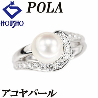 POLA Akoya pearl ring, diamond, Pt900 POLA [Used] [901477]