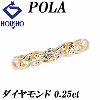 POLA Diamond Ring K18 Yellow Gold POLA Leaf Plant Botanical Men's Unisex [Used] [901481]