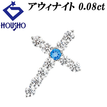 アウイナイト ペンダントトップ  ダイヤモンド Pt900 十字架 クロス ユニセックス メンズ【中古】【901486】