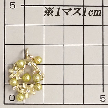 Akoya pearl pendant top, diamond, K18 yellow gold, flower, plant, botanical, matte finish, matte finish [Used] [901491]