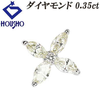 ダイヤモンド ペンダントトップ  K18ホワイトゴールド 花 フラワー 植物 ボタニカル【中古】【901496】
