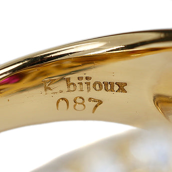 久保章臣 Ｋ.bijoux ケービジュー ルビー リング  ダイヤモンド K18イエローゴールド 作家 デザイナー 幅広 太め【中古】【901533】