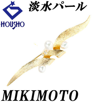 Mikimoto Freshwater Pearl Brooch with Diamonds in 18K Yellow Gold [Pre-owned] [Item Number 901581]