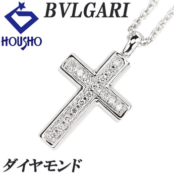 ブルガリ ダイヤモンド ラテンクロス ネックレス K18ホワイトゴールド BVLGARI 十字架【中古】【901589】