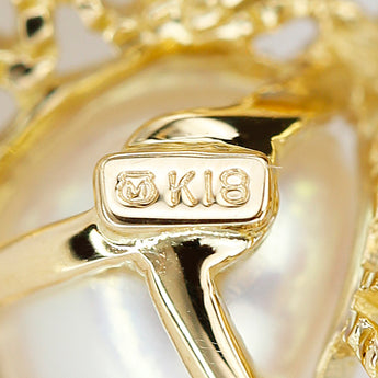 ミキモト アコヤ真珠 ネックレス K18イエローゴールド MIKIMOTO 葉 リーフ 植物 ボタニカル ハート 透かし【中古】【901593】