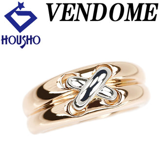 ヴァンドーム青山 リング K18ピンクゴールド Pt900 VENDOME AOYAMA クロス 重ね付け風 幅広 太め 地金のみ 石なし【中古】【901598】