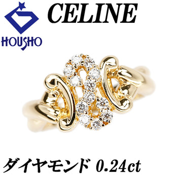 セリーヌ ダイヤモンド リング  K18イエローゴールド CELINE マカダム【中古】【901625】