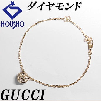 グッチ ダイヤモンド ル・マルシェ・デ・メルヴェイユ ブレスレット オニキス K18イエローゴールド GUCCI キャット 猫 タイガー 虎 動物 アニマル リバーシブル【中古】【901641】