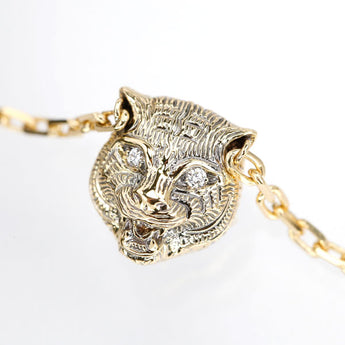 グッチ ダイヤモンド ル・マルシェ・デ・メルヴェイユ ブレスレット オニキス K18イエローゴールド GUCCI キャット 猫 タイガー 虎 動物 アニマル リバーシブル【中古】【901641】