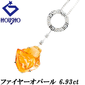 ファイアオパール ネックレス  ダイヤモンド K18ホワイトゴールド K18イエローゴールド【中古】【901644】
