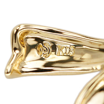 タサキ 田崎真珠 アコヤ真珠 ブローチ K18イエローゴールド TASAKI リボン 一粒パール ピンブローチ【中古】【901645】