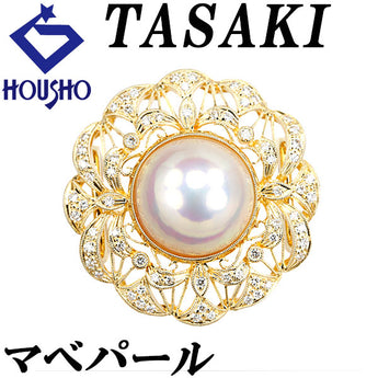 タサキ 田崎真珠 マベパール その他アクセサリー ダイヤモンド K18イエローゴールド TASAKI 帯留め 透かし レース ミル打ち ミルグレイン【中古】【901650】