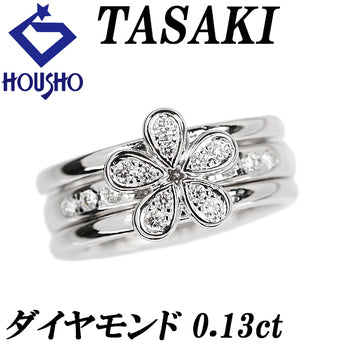 Pre-owned Tasaki Pearl Diamond Ring in 18K White Gold. Features a multi-way, 3-way half eternity and 1/3 eternity design. Features a floral, botanical design. [Item Number: 901657]