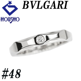 ブルガリ ダイヤモンド インフィニート リング Pt950 BVLGARI #48 ウェディング バンドリング 一粒石 【中古】【901658】