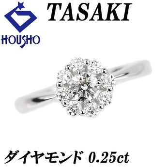 Pre-owned Tasaki Pearl Diamond Ring in 18K White Gold with a Floral Botanical Design. Round. [Product Number: 901674]