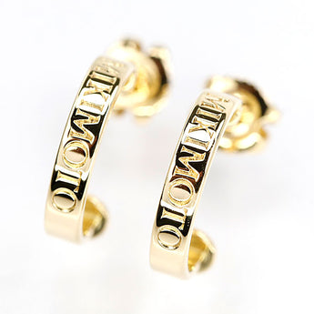 ミキモト アコヤ真珠 ピアス K18イエローゴールド MIKIMOTO 2way 一粒パール ロゴ フープ【中古】【901675】