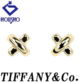 ティファニー クロスステッチ ピアス K18イエローゴールド TIFFANY&Co. 十字 華奢 地金のみ 石なし【中古】【901679】